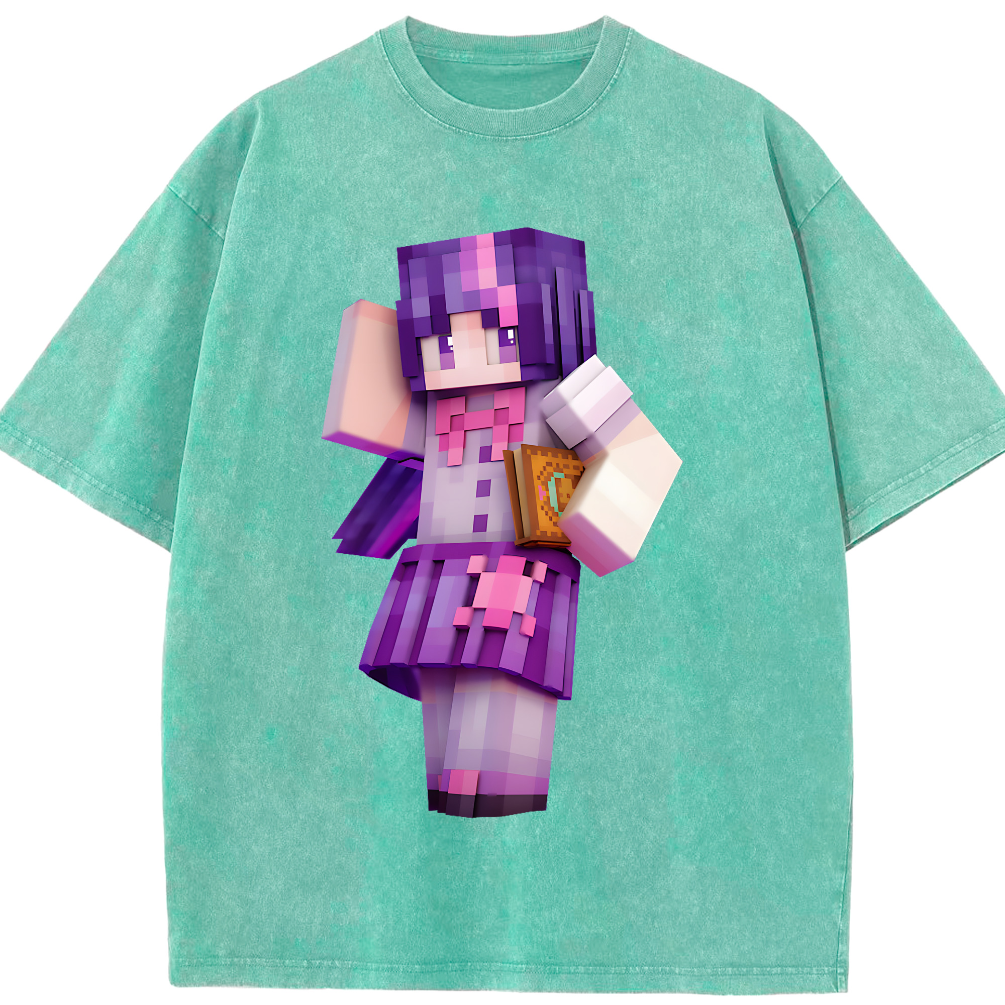 （画像用） マインクラフト ブロックの世界 Minecraft MC Block world 綿100% ヴィンテージ風 半袖Tシャツ（フロントプリント）